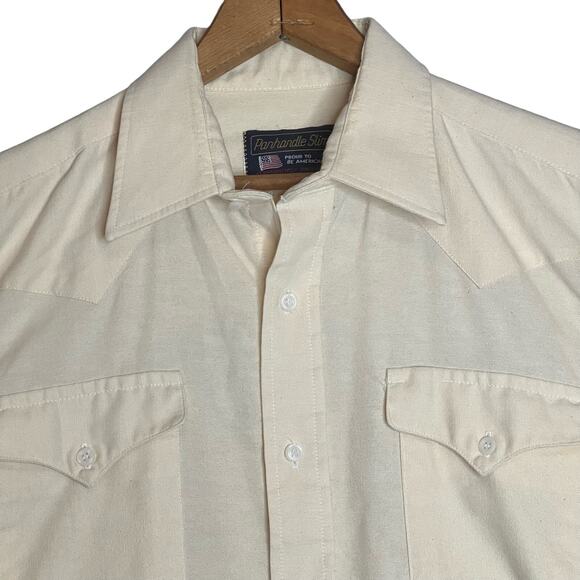 Vintage 70s Panhandle Slim Mens Size Medium Pale Yellow Western Shirt 16/33 - Picture 3 of 8